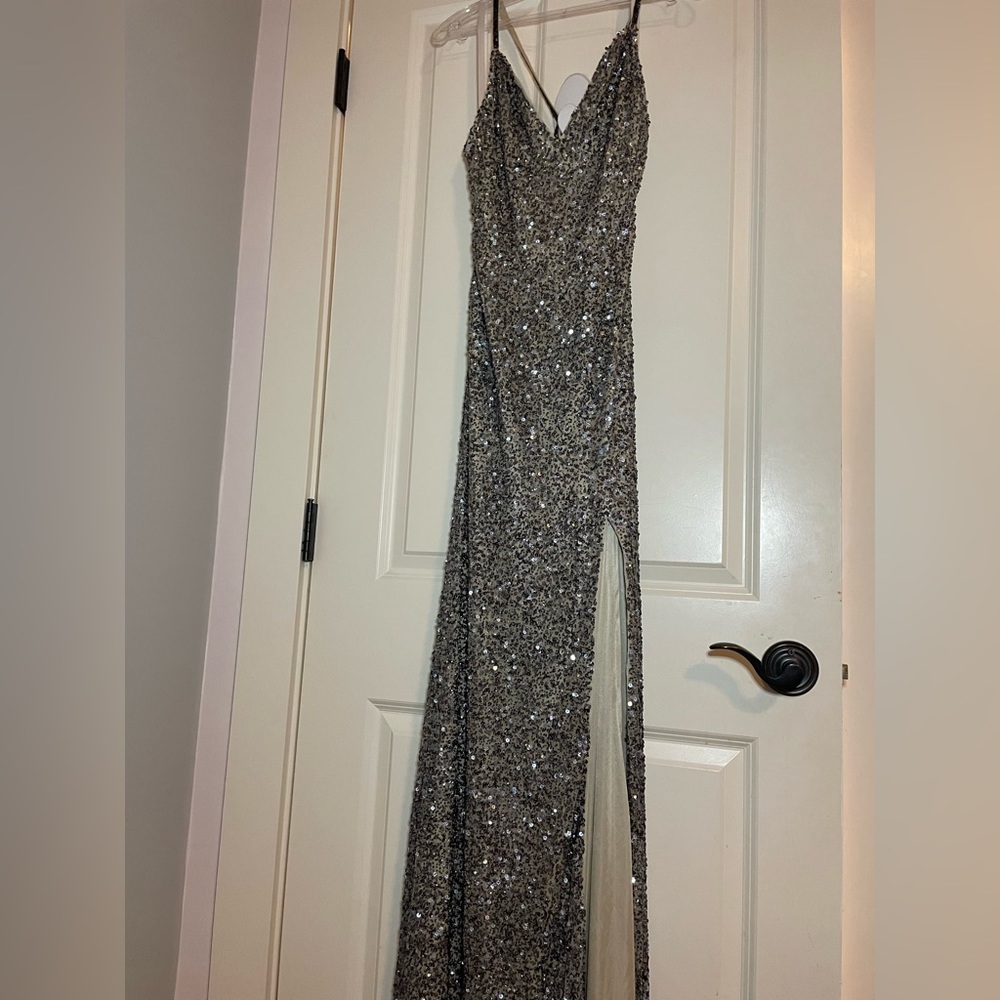 Black, nude-undertoned beautifully beaded prom dress!